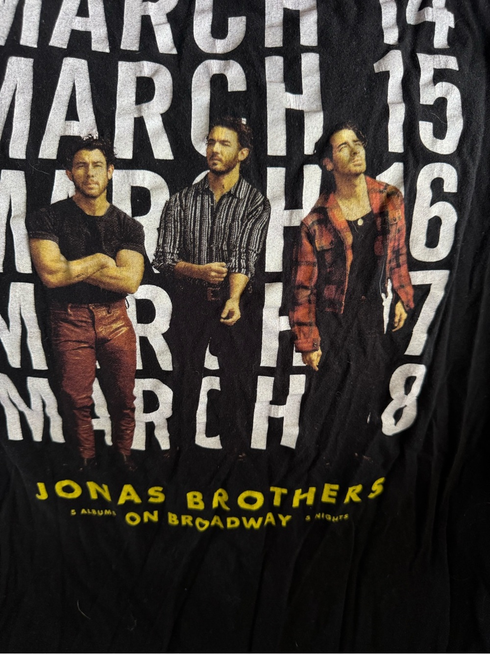 Jonas Brothers on Broadway Graphic Tee with Yellow Print